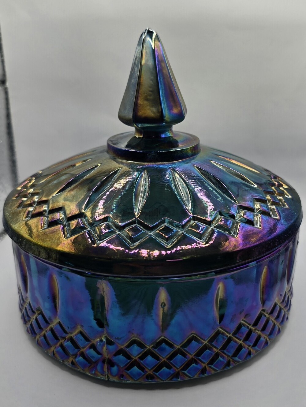 Indiana Glass Co. Princess Blue Carnival Candy Dish